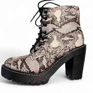 Madden Girl Snakeskin Lace-Up Ankle Boots